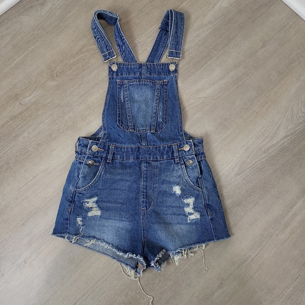 💯 cotton Bootie short jean overalls - Picture 1 of 13